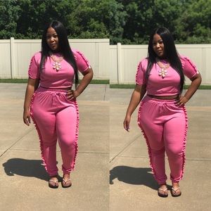 New two piece ruffled jogger.